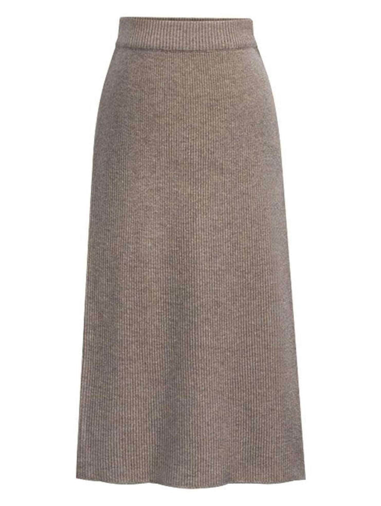 SLIT BACK HIGH WAIST BAND WARM LONG SKIRT - Doublju