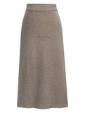 SLIT BACK HIGH WAIST BAND WARM LONG SKIRT - Doublju