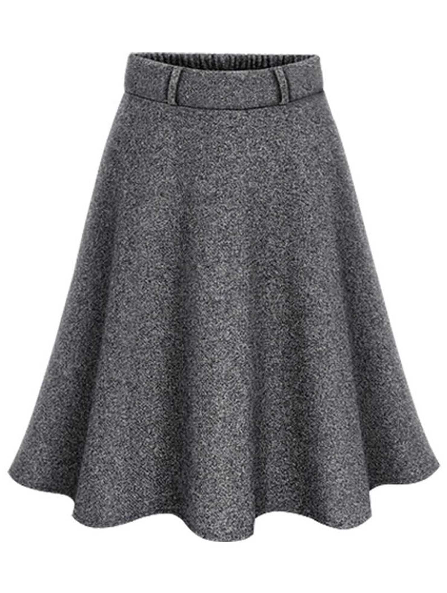 MIDI LENGTH GATHERED WARM SKIRT - Doublju