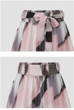 FLORAL PATTERN WAIST TIE CHIFFON MIDI DRESS - Doublju