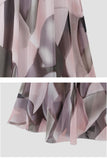 FLORAL PATTERN WAIST TIE CHIFFON MIDI DRESS - Doublju