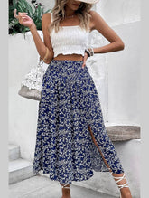 HIGH WAIST FLORAL PRINTING WOMEN SKIRT - Doublju