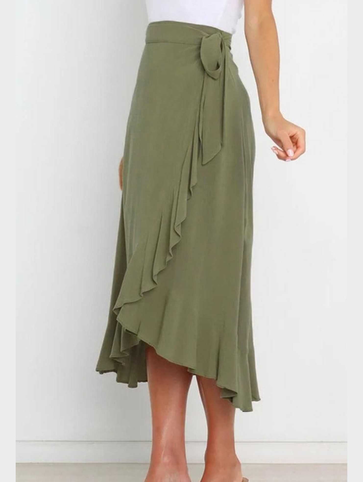 TRENDY WOMEN RUFFLED EDGING LACE UP SKIRT - Doublju
