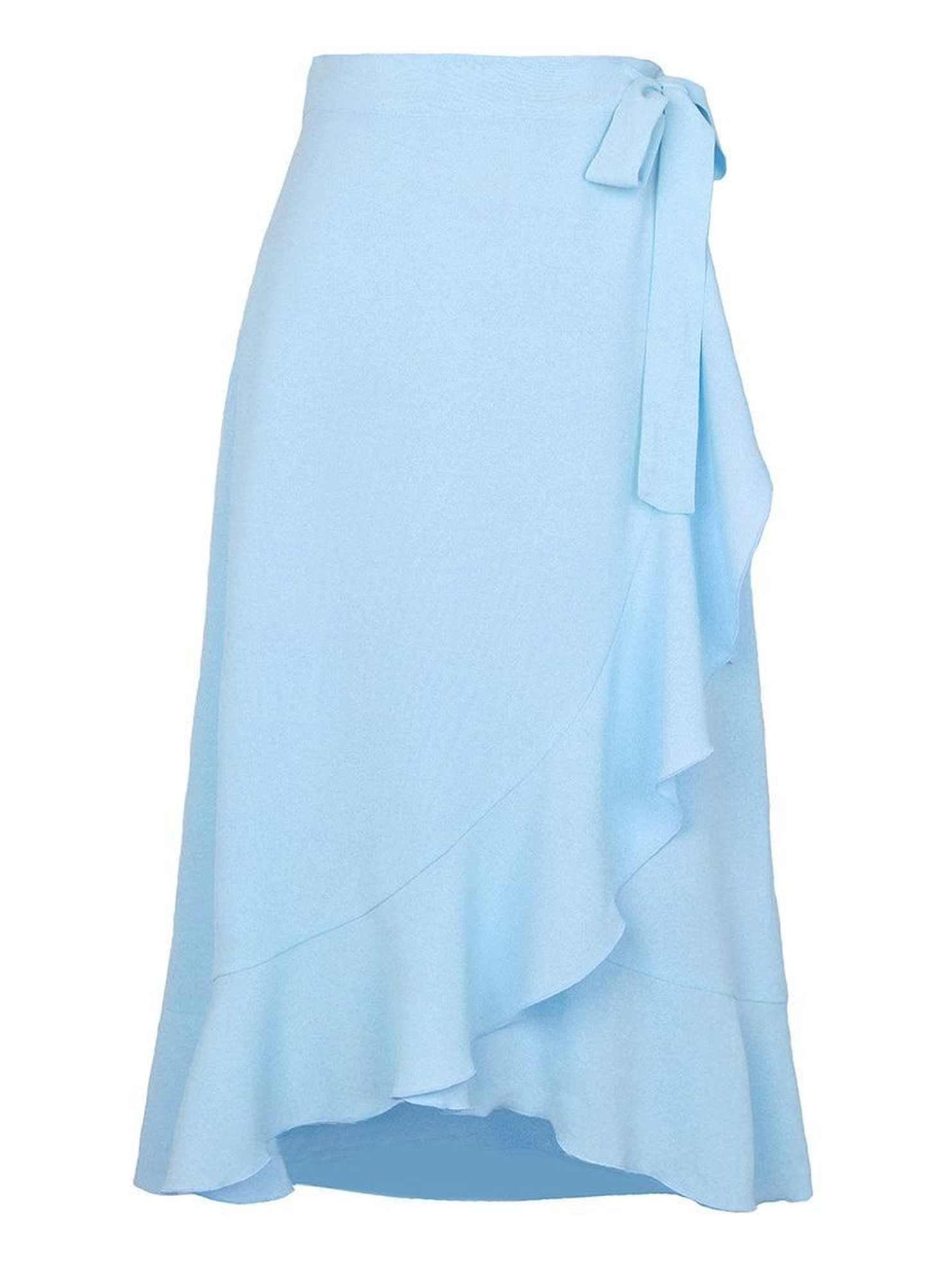 TRENDY WOMEN RUFFLED EDGING LACE UP SKIRT - Doublju