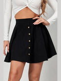 WOMEN FRONT BUTTONED CORDUROY UMBRELLA SKIRT