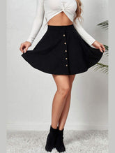 WOMEN FRONT BUTTONED CORDUROY UMBRELLA SKIRT