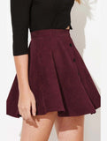 WOMEN FRONT BUTTONED CORDUROY UMBRELLA SKIRT