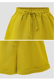 DRAWSTRING WAIST ROLLED SHORTS - Doublju