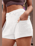 FLAT POCKET ELASTIC WAIST CARGO SHORTS - Doublju