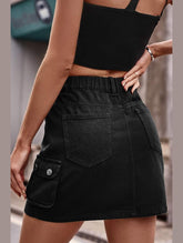 SIDE MINI POCKET ELASTIC WAIST CASUAL CARGO SKIRT - Doublju