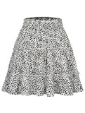 HIGH WAISTED RUFFLED FLORAL A LINE SHORT SKIRT - Doublju