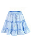 WOMEN HIGH WAISTED RUFFLED FLORAL A LINE SKIRT - Doublju