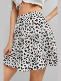 WOMEN HIGH WAISTED RUFFLED FLORAL A LINE SKIRT - Doublju