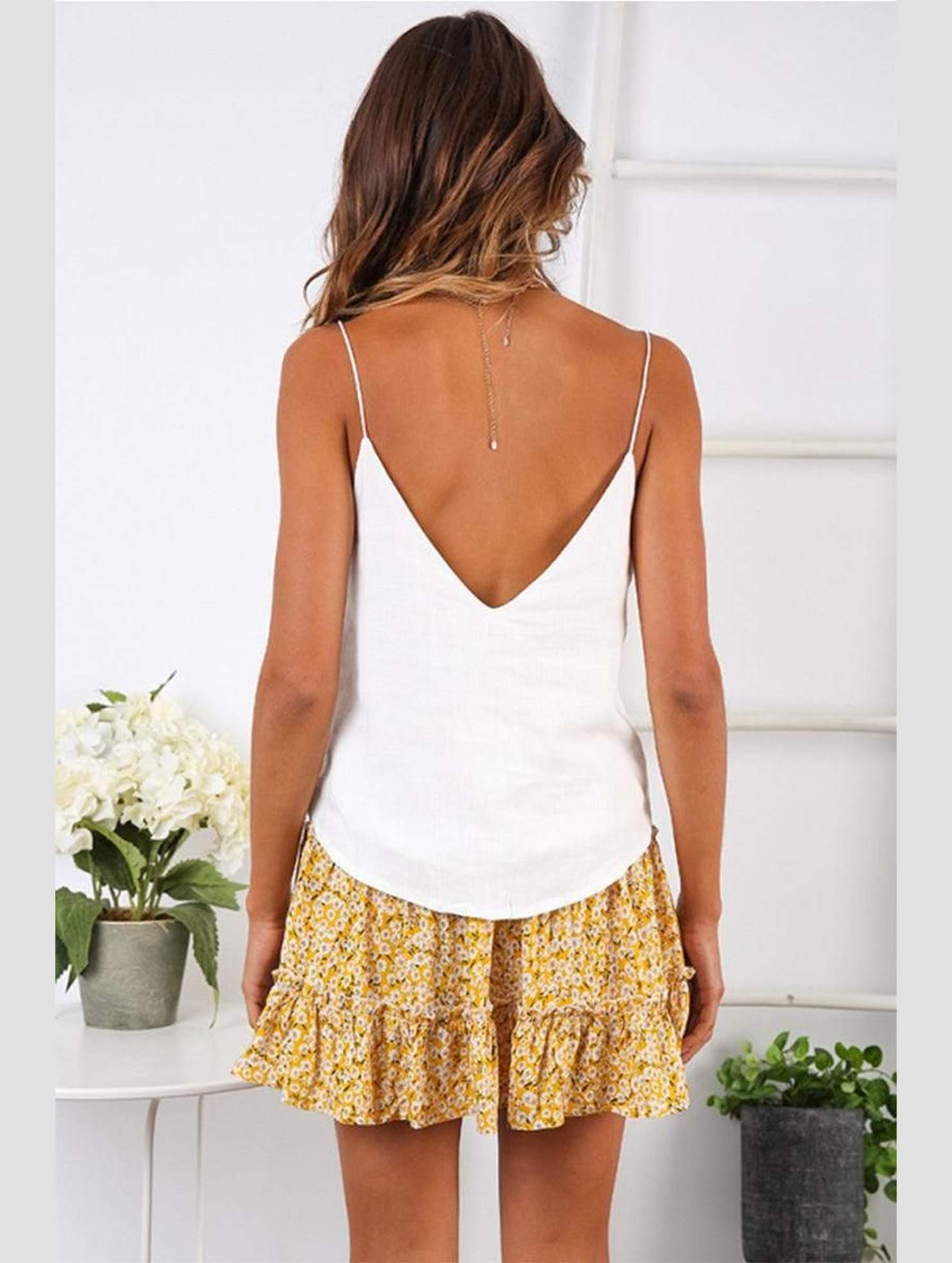 WOMEN HIGH WAISTED RUFFLED FLORAL A LINE SKIRT - Doublju