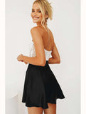 SOLID COLOR HIGH WAISTED CHIFFON SHORT SKIRT - Doublju