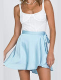 SOLID COLOR HIGH WAISTED CHIFFON SHORT SKIRT - Doublju