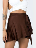 SOLID COLOR HIGH WAISTED CHIFFON SHORT SKIRT - Doublju