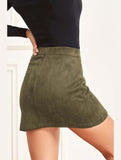 WOMENS HIGH WAIST FAUX SUEDE ZIPPER MINI SKIRT - Doublju