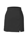 WOMENS HIGH WAIST FAUX SUEDE ZIPPER MINI SKIRT - Doublju