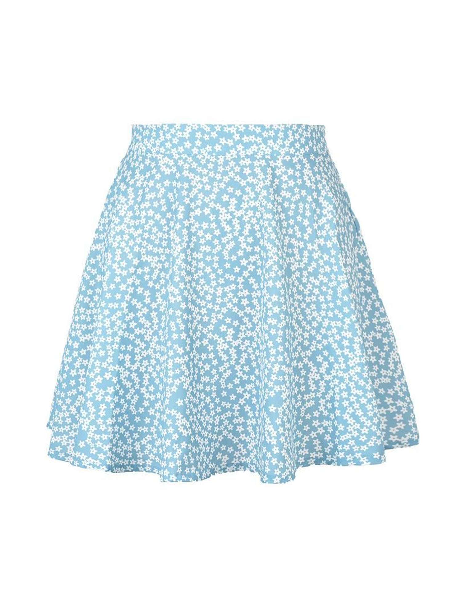 SUMMER HIGH WAISTED CHIFFON FLORAL MINI SKIRT - Doublju