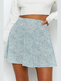SUMMER HIGH WAISTED CHIFFON FLORAL MINI SKIRT - Doublju