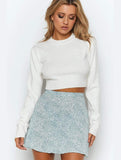 SUMMER HIGH WAISTED CHIFFON FLORAL MINI SKIRT - Doublju