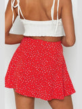 SUMMER HIGH WAISTED CHIFFON FLORAL MINI SKIRT - Doublju
