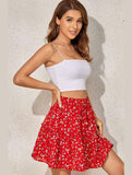 FLORAL A LINE SHORT PRINTING SKIRT FOR WOMEN - Doublju