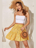 FLORAL A LINE SHORT PRINTING SKIRT FOR WOMEN - Doublju