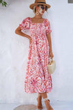 MABLE PATTERN OFF SHOULDER FLARE MAXI DRESS - Doublju