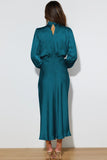 SATIN LONG SLEEVED LOOSE MAXI DRESS