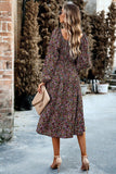 WOMEN FLORAL PATTERN SQUARE NECK MAXI DRESS