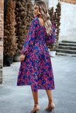 WOMEN FLORAL PATTERN SQUARE NECK MAXI DRESS