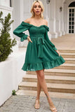 SHORT SQUARE NECK FRILL FLARE DRESS - Doublju