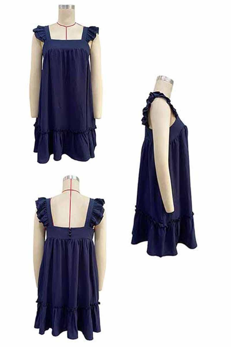 ANGEL WINGS SLEEVE RUFFLED LACE MINI DRESS - Doublju