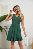 V NECK JACQUARD WEAVE SLEEVELESS DRESS - Doublju