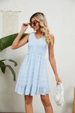 V NECK JACQUARD WEAVE SLEEVELESS DRESS - Doublju