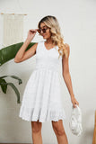 V NECK JACQUARD WEAVE SLEEVELESS DRESS - Doublju