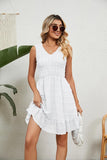 V NECK JACQUARD WEAVE SLEEVELESS DRESS - Doublju