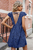 DEEP V BACK TIED ANGEL WINGS LEOPARD DRESS - Doublju