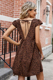 DEEP V BACK TIED ANGEL WINGS LEOPARD DRESS - Doublju