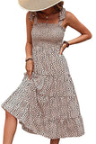 LEOPARD TIED STRAP SMOKED CAKE DRESS - Doublju