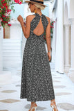 CUT OUT BACK DETAILED PATTERNED WOMEN DRESS - Doublju