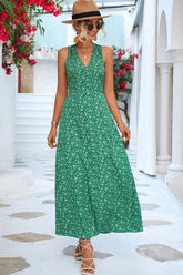 CUT OUT BACK DETAILED PATTERNED WOMEN DRESS - Doublju