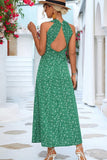 CUT OUT BACK DETAILED PATTERNED WOMEN DRESS - Doublju