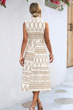 COLLARED PATTERN PRINTING WOMEN DRESS - Doublju