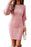 KNITTED SLIM WRAP HIP SHORT DRESS - Doublju