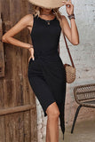 WOMEN SLEEVELESS CROSS WRAP TIED PARTY DRESS - Doublju
