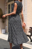 WOMEN SLEEVELESS FLORAL PRINTING LONG DRESS - Doublju