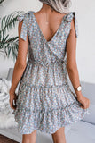 WOMEN SLEEVELESS TIED SHOULDER STRAP TIERED DRESS - Doublju